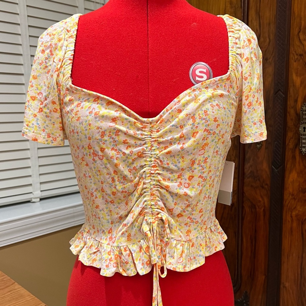 NWT BP Women's Cinched Ruffle Crop Top - size S